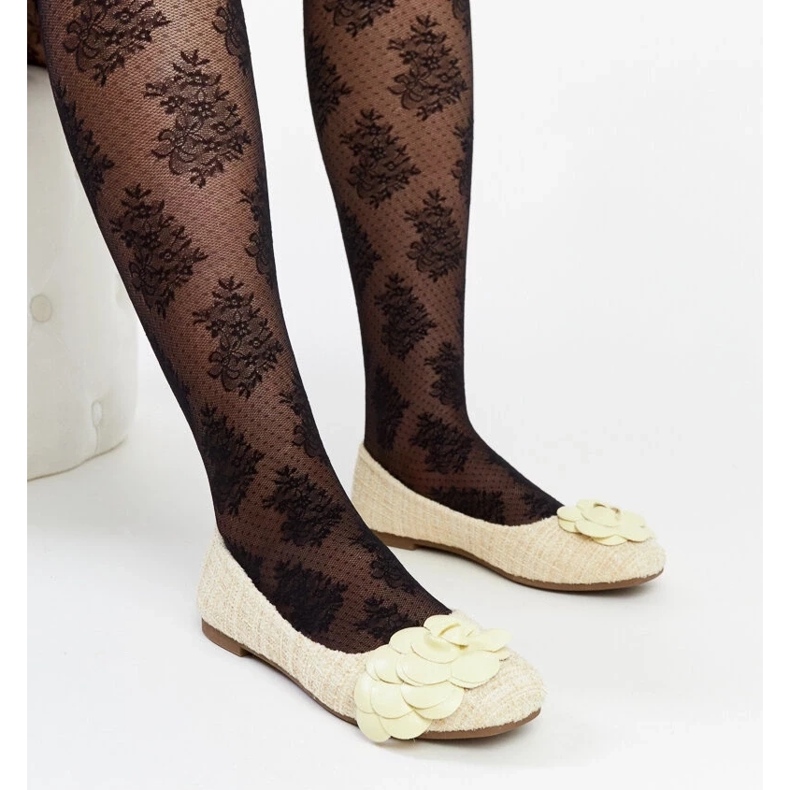 D/GMR Žluté balerínky s ozdobným květem Mateja žlutá