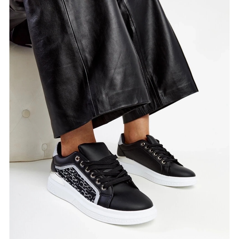 D/GMR Černé tenisky na platformě se třpytkami Fekete černá