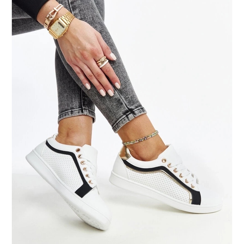 D/GMR Bílé a černé tenisky na platformě Amala bílý