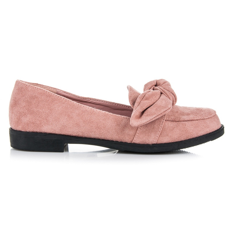 Ideal Shoes Semišové kalhoty s mašlí růžový