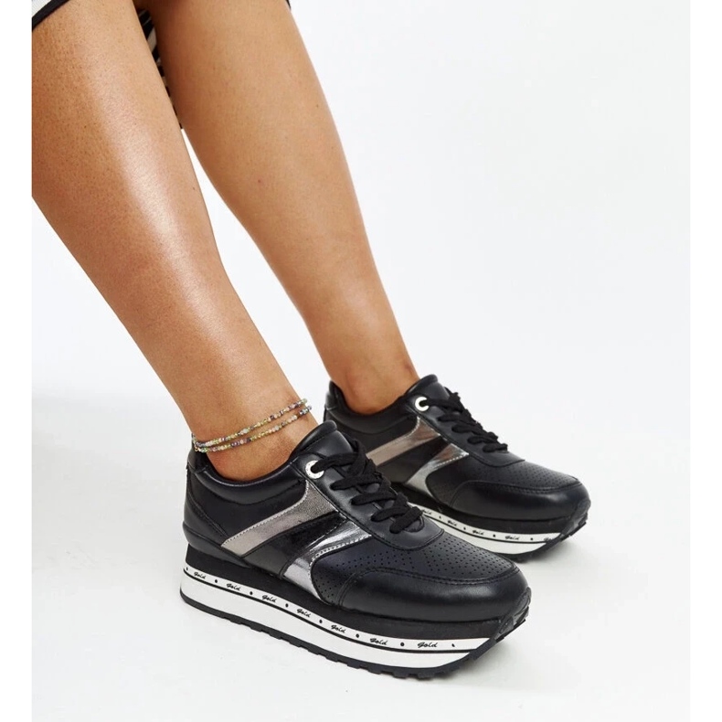 Černé tenisky na vysoké podrážce Mehari černá