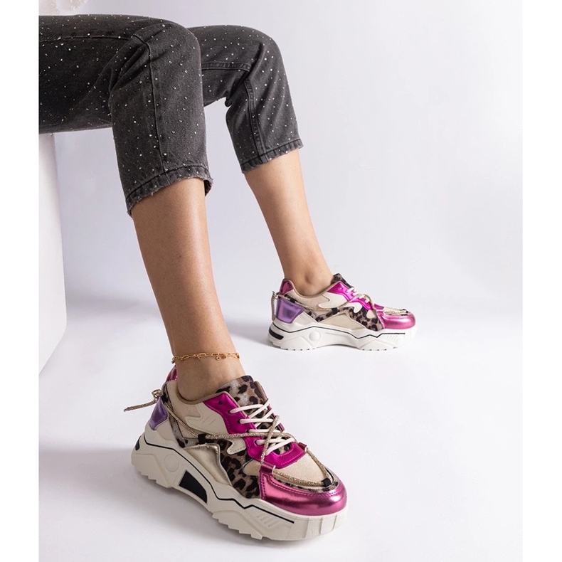 D/CEO Růžové tenisky zdobené zirkonovou šňůrkou Valdez růžový