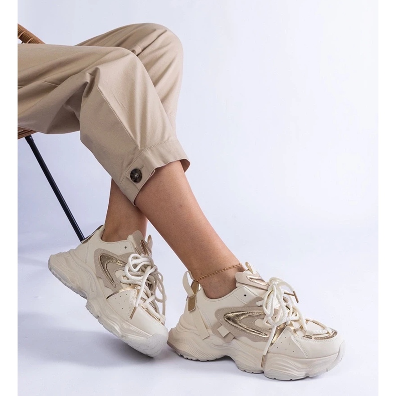 D/CEO Béžové dámské sportovní tenisky s masivní podrážkou Lien béžový