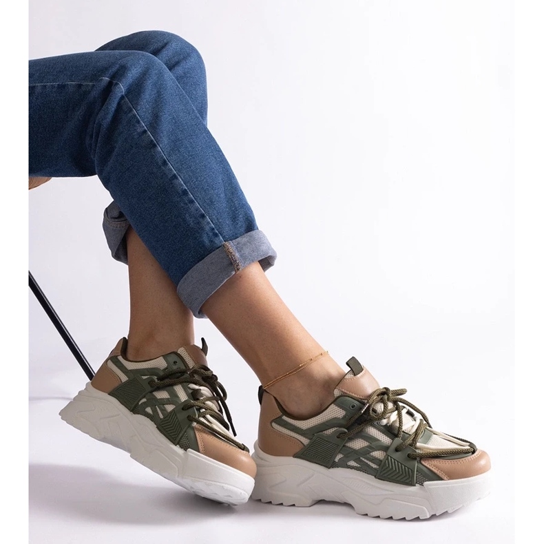 D/CEO Zelené a béžové dámské tenisky Alva béžový