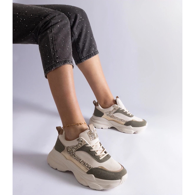 D/CEO Zelené tenisky s třpytivými vsadkami Clorinda zelená