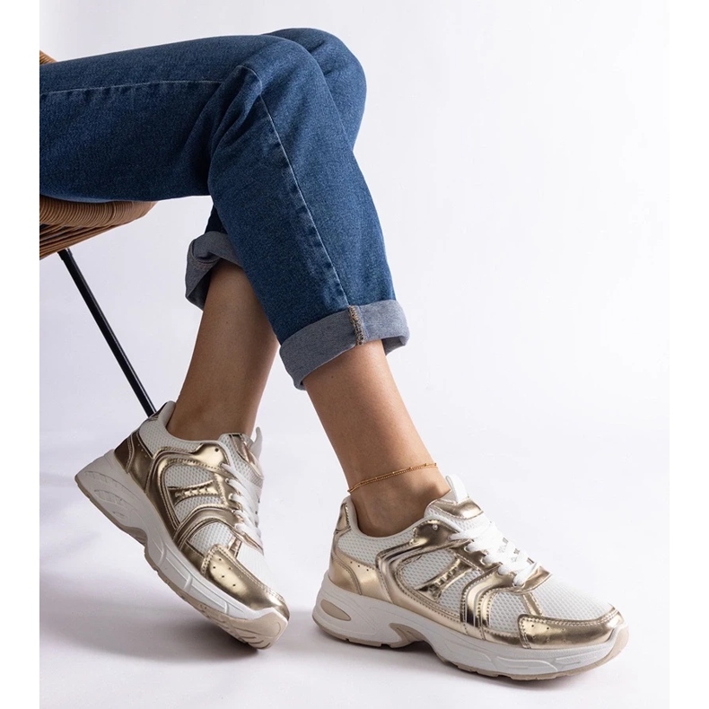 D/CEO Bílé a zlaté sportovní tenisky Ena zlatý