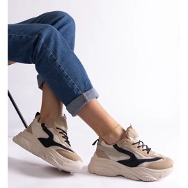 D/CEO Béžové a černé dámské tenisky Milenka černá