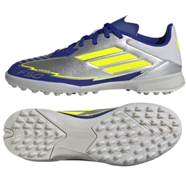 Adidas F50 League Messi TF IH0925 Silver-Blue Shoes stříbro