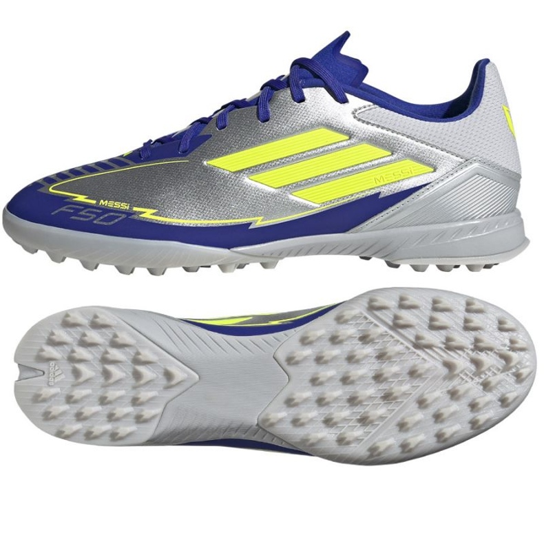 Adidas F50 League Messi TF IH0919 Silver-Blue stříbrný