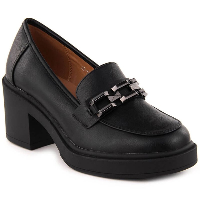 VINCEZA JAN324 Dámské vysoké podpatky s řetězem černá