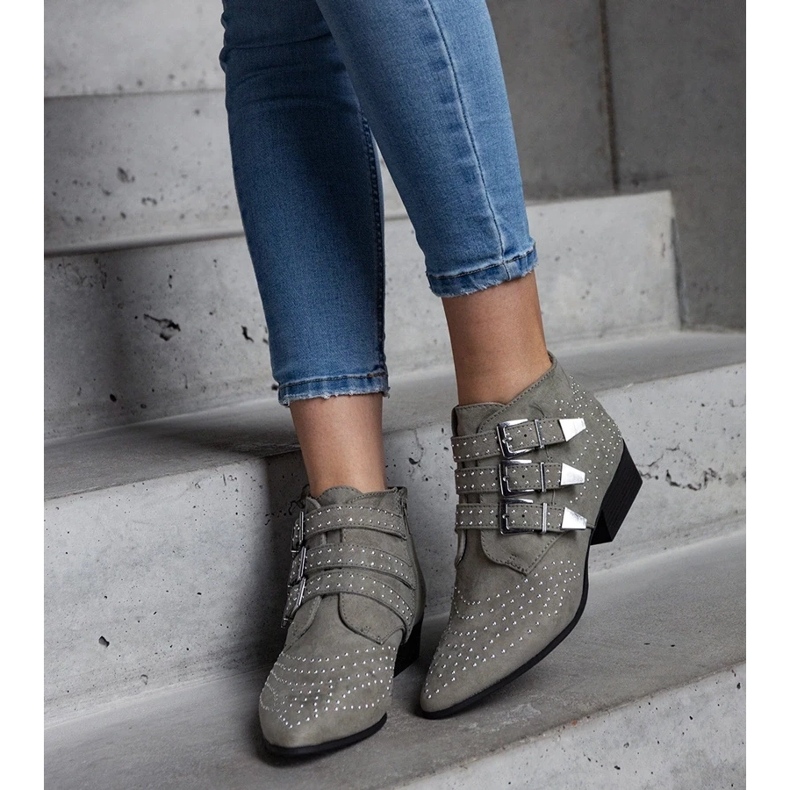 D/CEO Zelené ozdobné kotníkové boty na nízkém podpatku Forever zelená D/CEO Zelené ozdobné kotníkové boty na nízkém podpatku Forever zelená