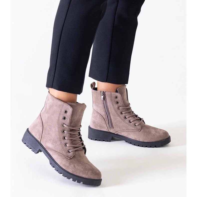 D/CEO Hnědé pracovní boty z ekologického semiše na platformě Barosa hnědý