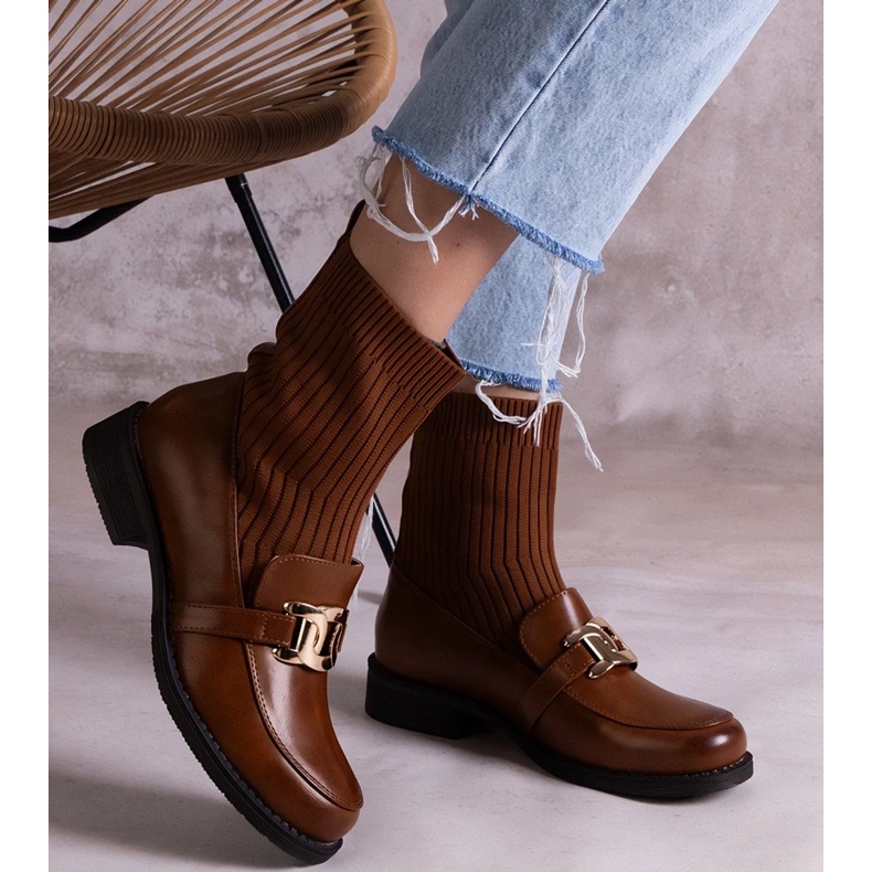 D/CEO Hnědé kozačky s látkovým svrškem značky Krisa hnědý