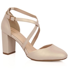 Heels Sergio Leone SK248D BEIGE béžový Heels Sergio Leone SK248D BEIGE béžový