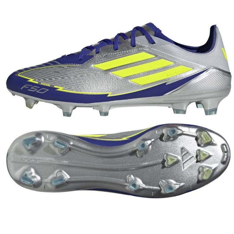 Adidas F50 Pro Messi FG Jr8023 Silver Football Shoes stříbrný
