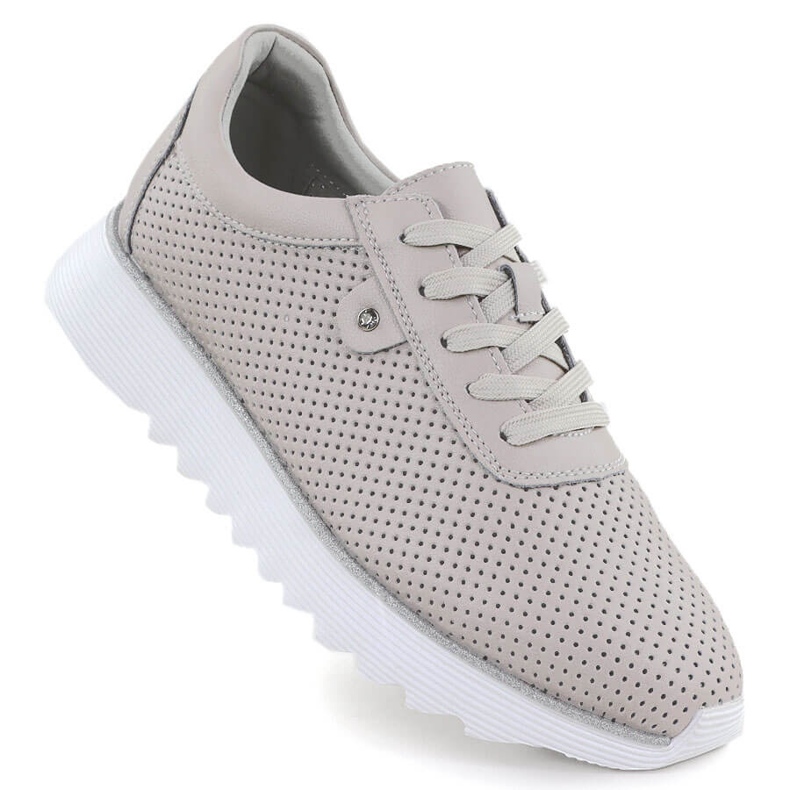 S.Barski Dámské kožené boty na platformě Openwork Beige S. Barski LR51-629 béžový