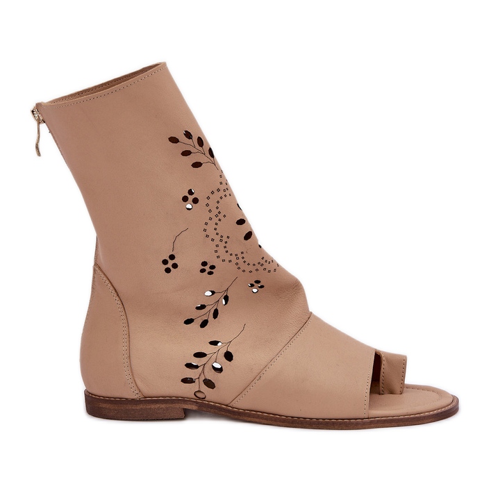 ZAZOO 3437 Kožené sandály s béžovým horním horním