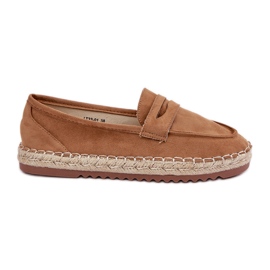 Dámské espadrilles s jutovým copním na velbloudském plochém hnědý