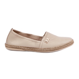 Elegantní kůže Espadrilles Dámská zazoo 10177 béžová béžový