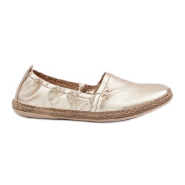 Elegantní kůže espadrilles dámské zazoo 10177 zlato zlatý