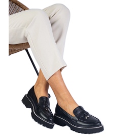 Černé mokasíny zdobené kamínky černý