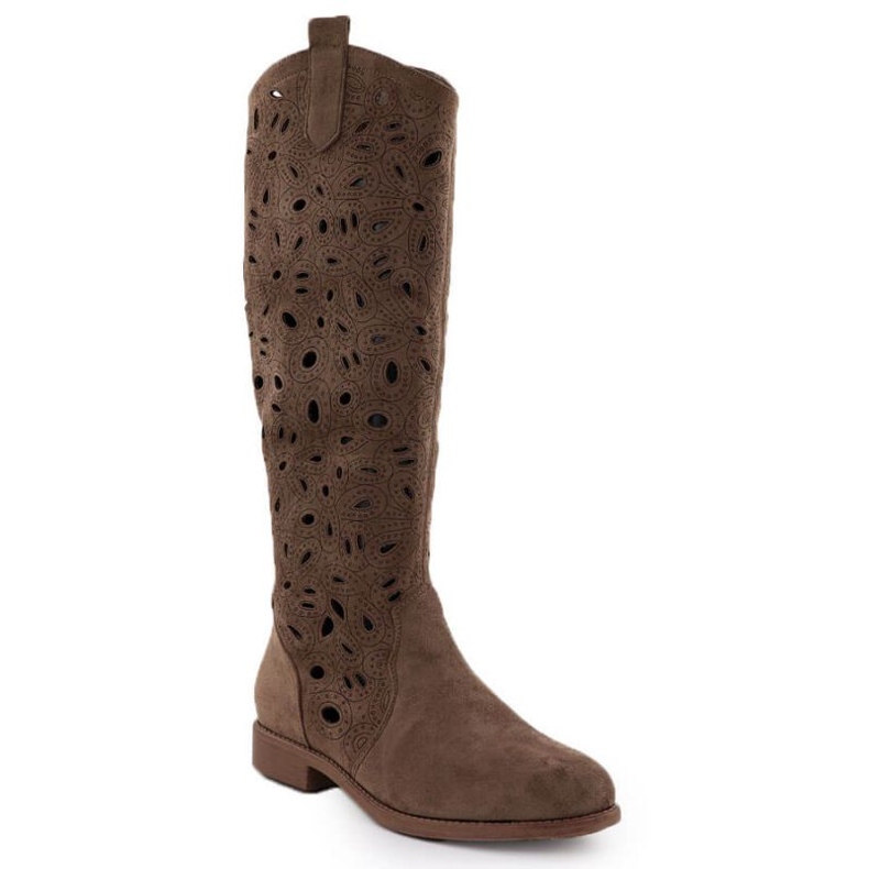 Openwork Boots Suede S.barski Hy51-176 Brown hnědý
