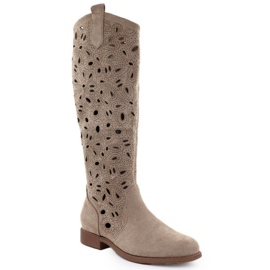 Openwork Boots Suede S.barski Hy51-176 Brown hnědý