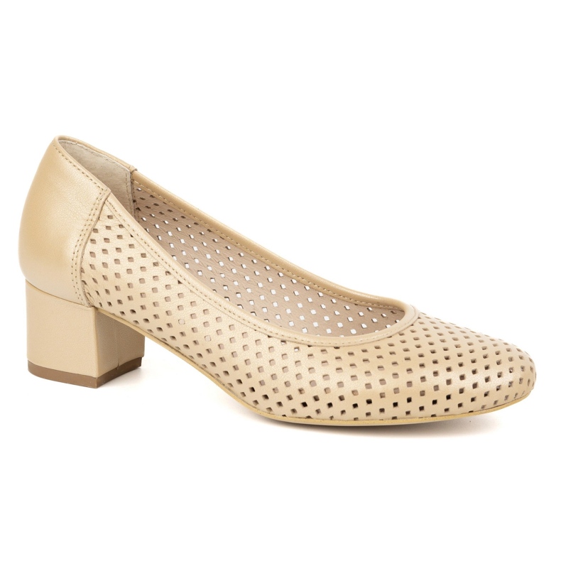 Exquisite Otevřená kožená čerpadla na stabilní patě 1622EX BEIGE béžový Exquisite Otevřená kožená čerpadla na stabilní patě 1622EX BEIGE béžový