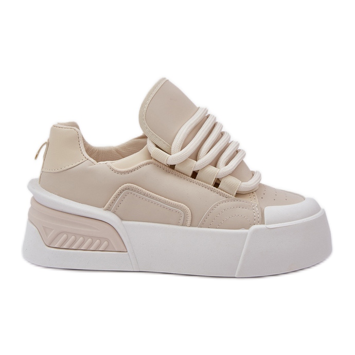 Dámské tenisky se silnými tkaninami na platformě Beige béžový Dámské tenisky se silnými tkaninami na platformě Beige béžový