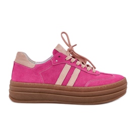 Zazoo N1068S4 Dámské semišové tenisky na platformě Fuchsia růžový Zazoo N1068S4 Dámské semišové tenisky na platformě Fuchsia růžový