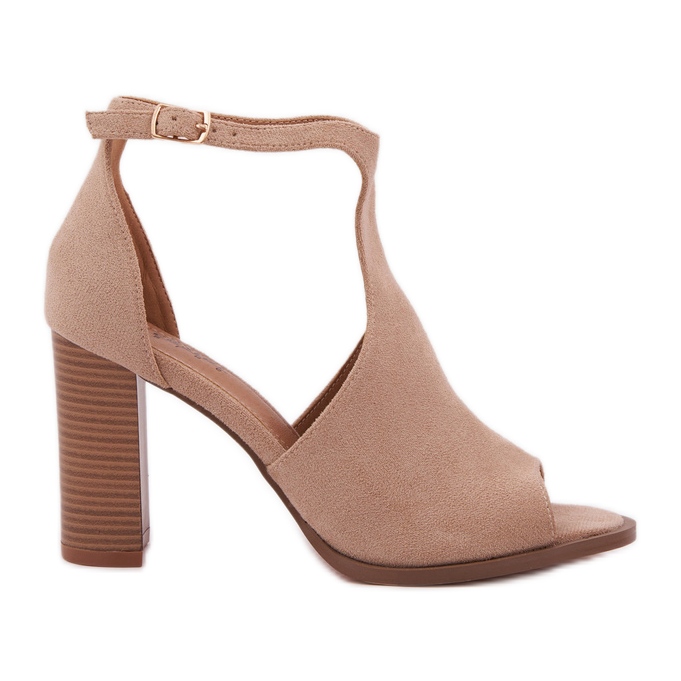 Sandály na ekologickém semišovém post beige béžový Sandály na ekologickém semišovém post beige béžový