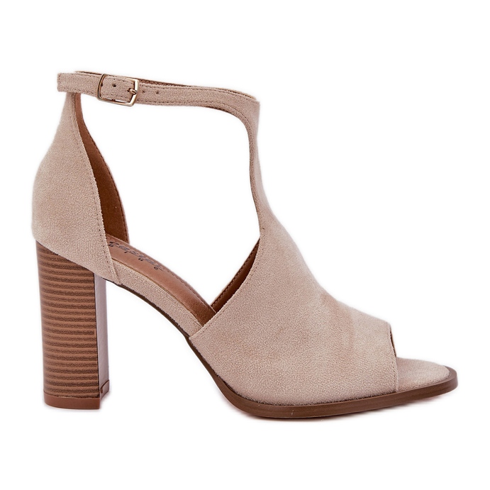 Sandály na ekologickém semišovém sloupu světle béžové béžový
