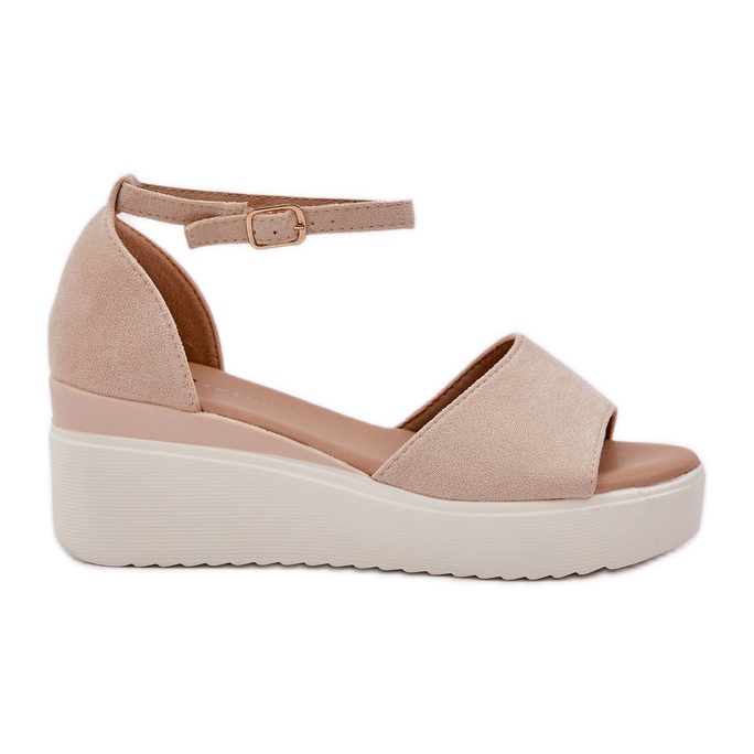 Lehké sandály na plošině a jemné jasné béžové klíny béžový