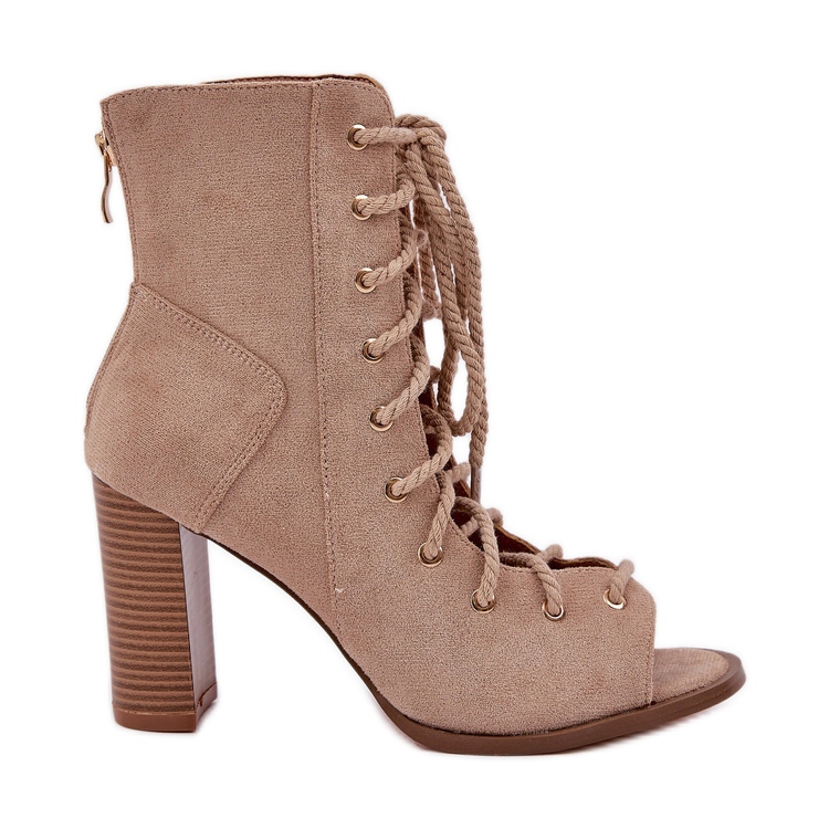 Sandály na sloupku s horním a béžovým šněrováním