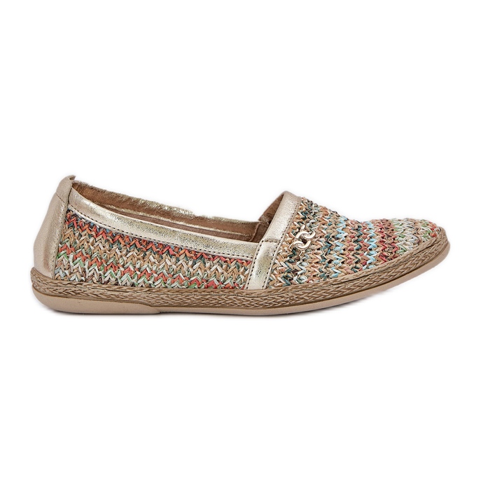 Elegantní kůže Espadrilles s multikolorem zazoo 10178 zlatý