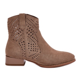 Jezzi Openwork Women's Low Heels Beige béžový Jezzi Openwork Women's Low Heels Beige béžový