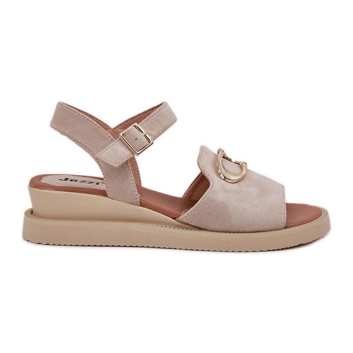 Jezzi Dámské klínové sandály s ozdobou béžové béžový