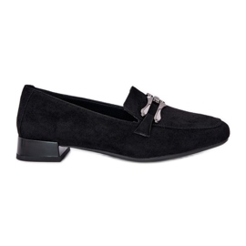 Mokasíny s ozdobou na jemné paty Eco Suede Black černá
