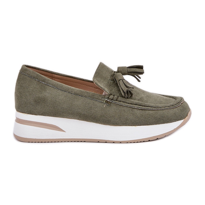 Mokasíny na jemné ekologické svahy zelené zelená