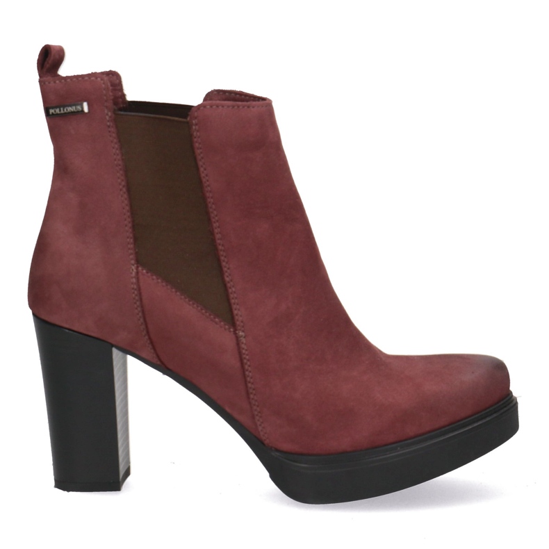 Polbut Dámská kožená vysoká podpatky Pollonus Burgundsko 5-0871-011 červené