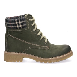 Polbut Pevné kožené ženské boty Pollonus Green 5-0739-007 zelená