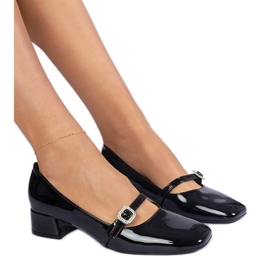 Černá elegantní čerpadla zdobená zirkony černý