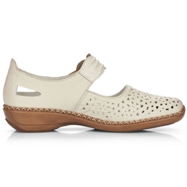 Dámská kožená bota s suchým zipem BEIGE RIEKER 41399-14 béžový Dámská kožená bota s suchým zipem BEIGE RIEKER 41399-14 béžový