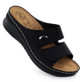 Evento Dámské žabky na klínu -Adjustable Black Eveno 1602 černý