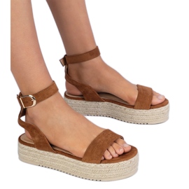 Hnědé sandály Espadrilles na platformě hnědý