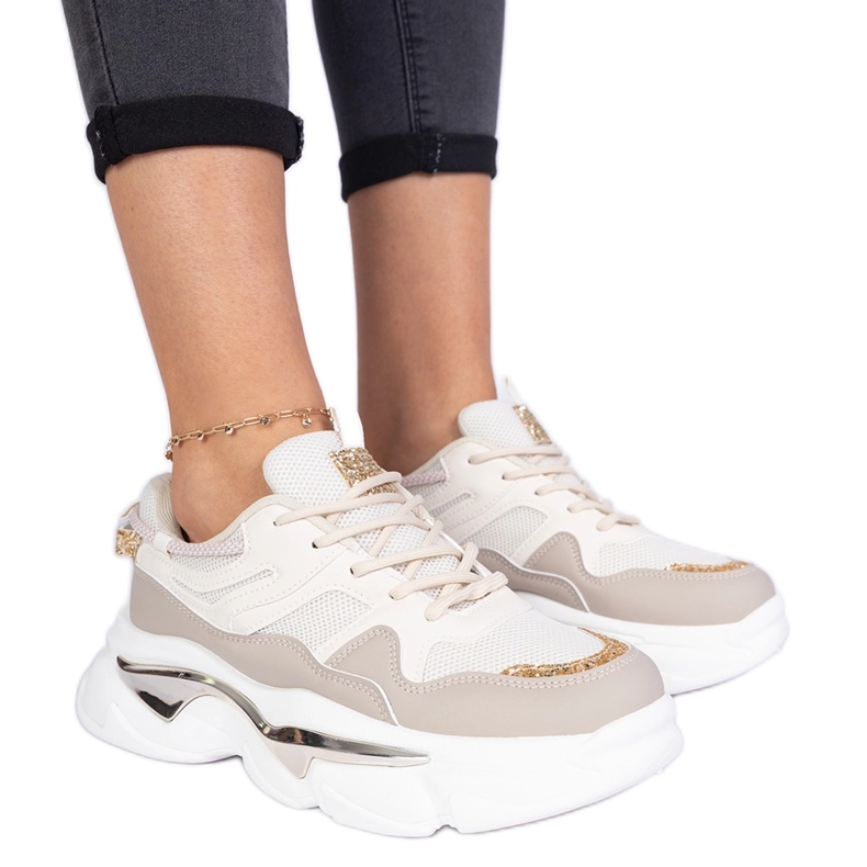 Béžové ženské tenisky zdobené třpytky béžový Béžové ženské tenisky zdobené třpytky béžový