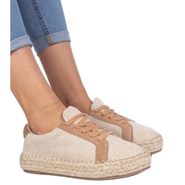 Brown Dámská krajka -Up espadrilles hnědý