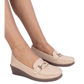 Beige Women Wedge Moccasins s Anchoic od ekologického pokoje béžový