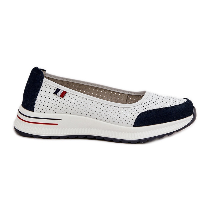 Ballerinas bílé a námořnictvo modré klíny bílý