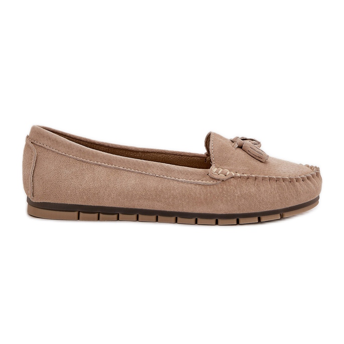 S.Barski Dámský plochý klasický semišový moccasins S. Barski LR51-548 BEIGE béžový